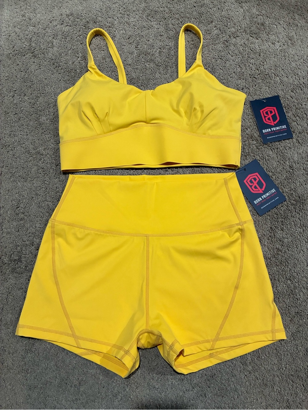 Born Primitive Your Go To Sports Bra & Booty Short Set of 2 in Golden Size 2XL